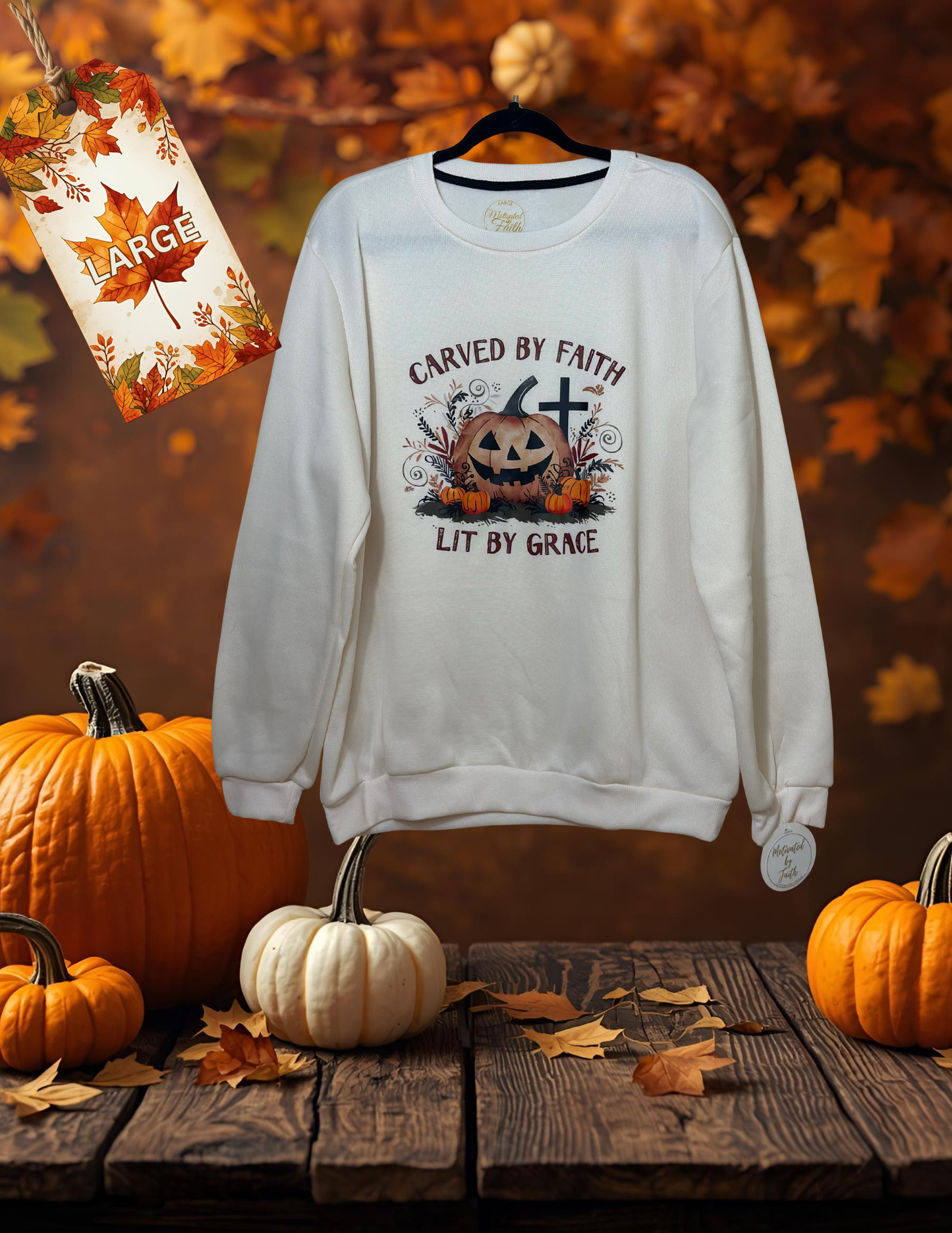 Sweatshirt- Carved by faith lit by grace