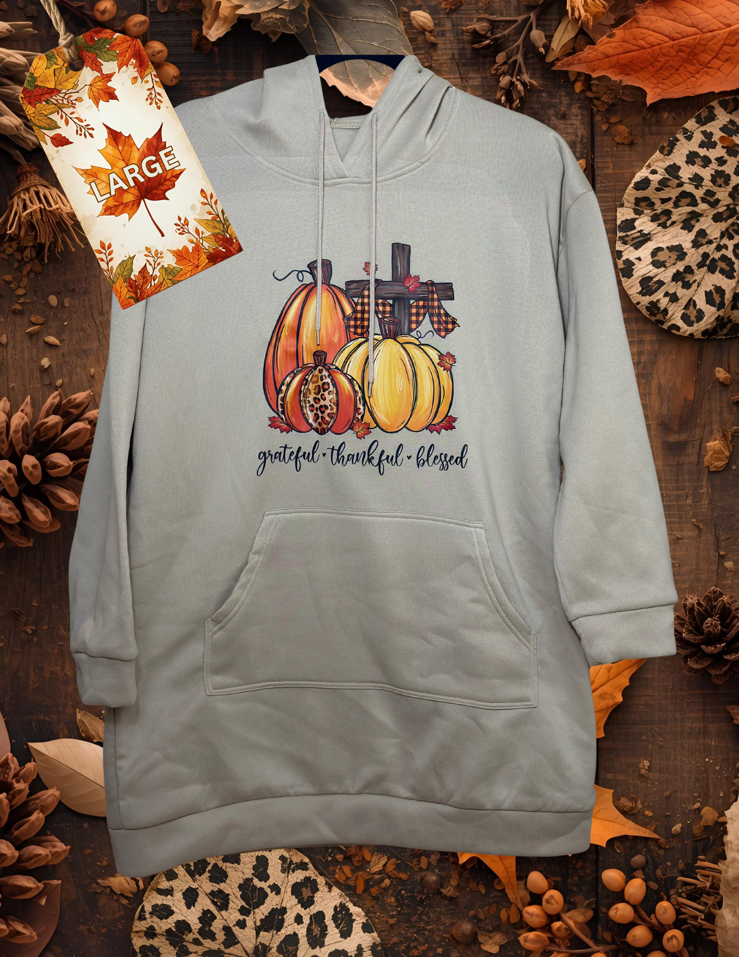 Oversized hoodie- Grateful Thankful Blessed